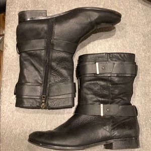Ann Taylor - Mid Calf Black Leather Boots, Size 8